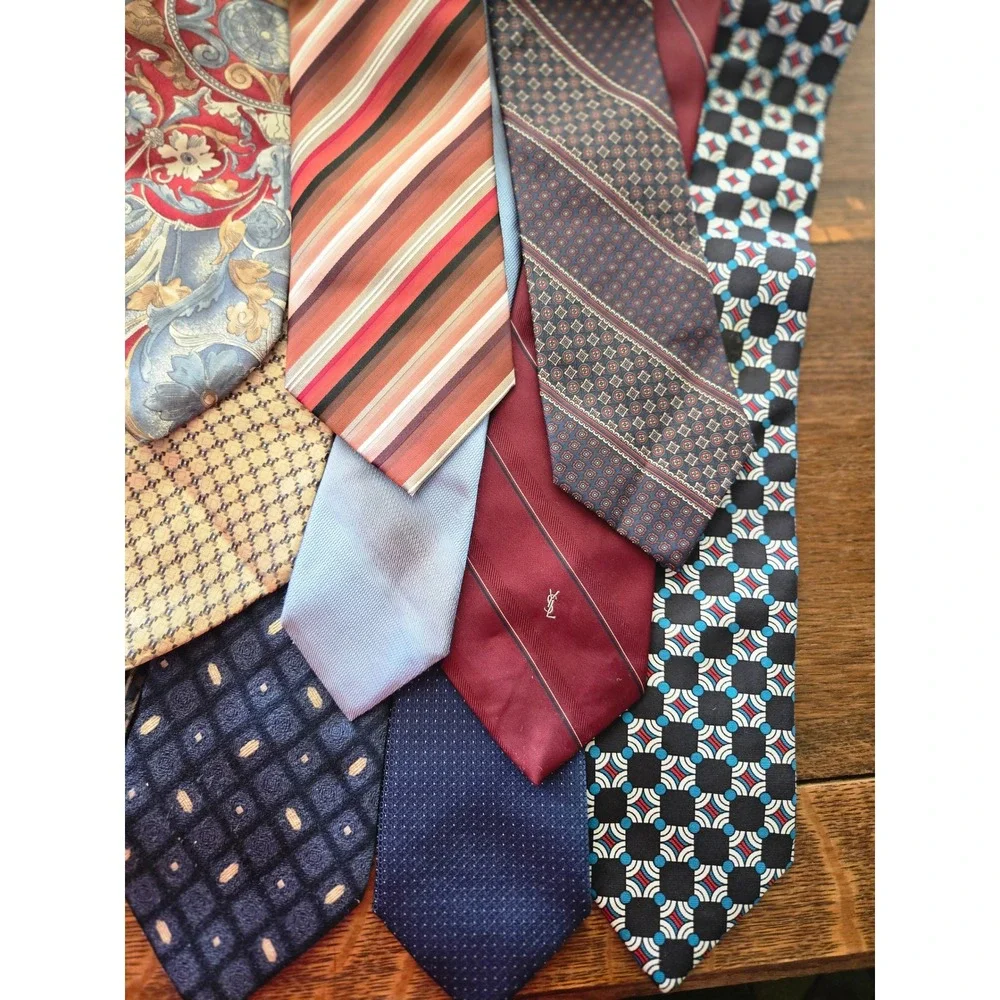 Mens Silk Neckties Lot of 15 Designer Brands Assorted Patterns Styles Crafts - Picture 2 of 6